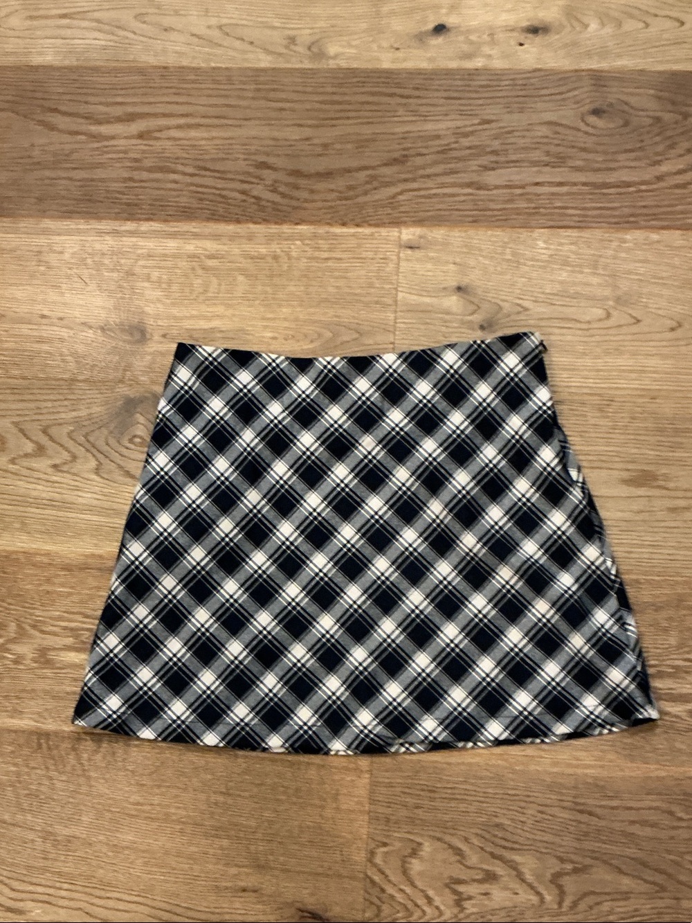 Princess Polly Black and White Plaid A-Line Skirt